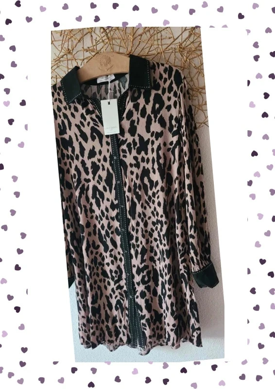Vestido de camisa de leopardo Last Queen T36-44 - fluido y bohemio elegante – photo 4